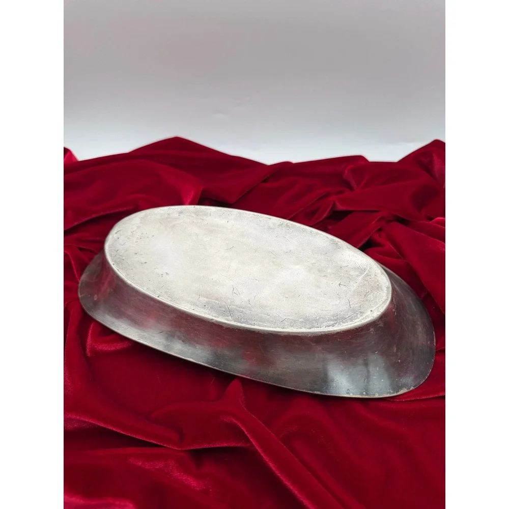 Vintage Hotel du Pont Silver Serving Tray GM Co Oval Beaded Bread Dish 03699